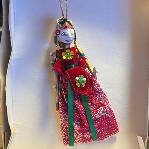 vintage Indonesian Wayang Golek rod puppet ornament.